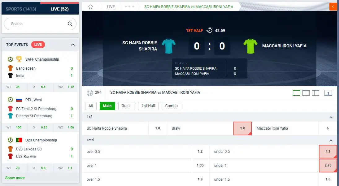 20bet football live betting