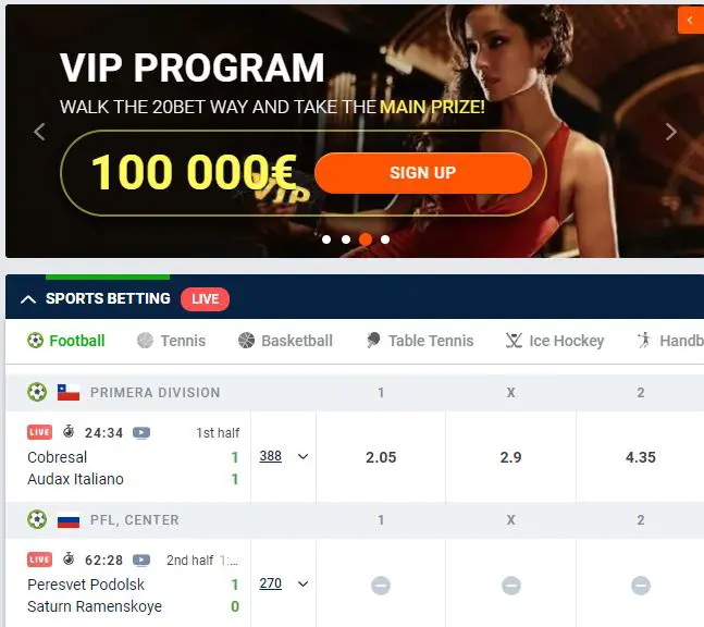 20bet vip program