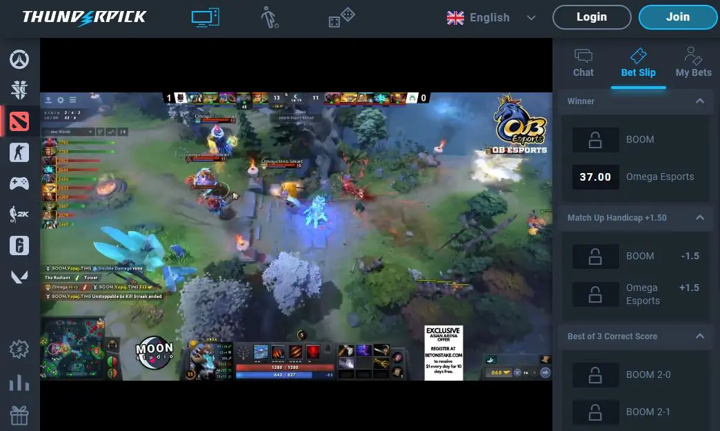 thunderpick live bet